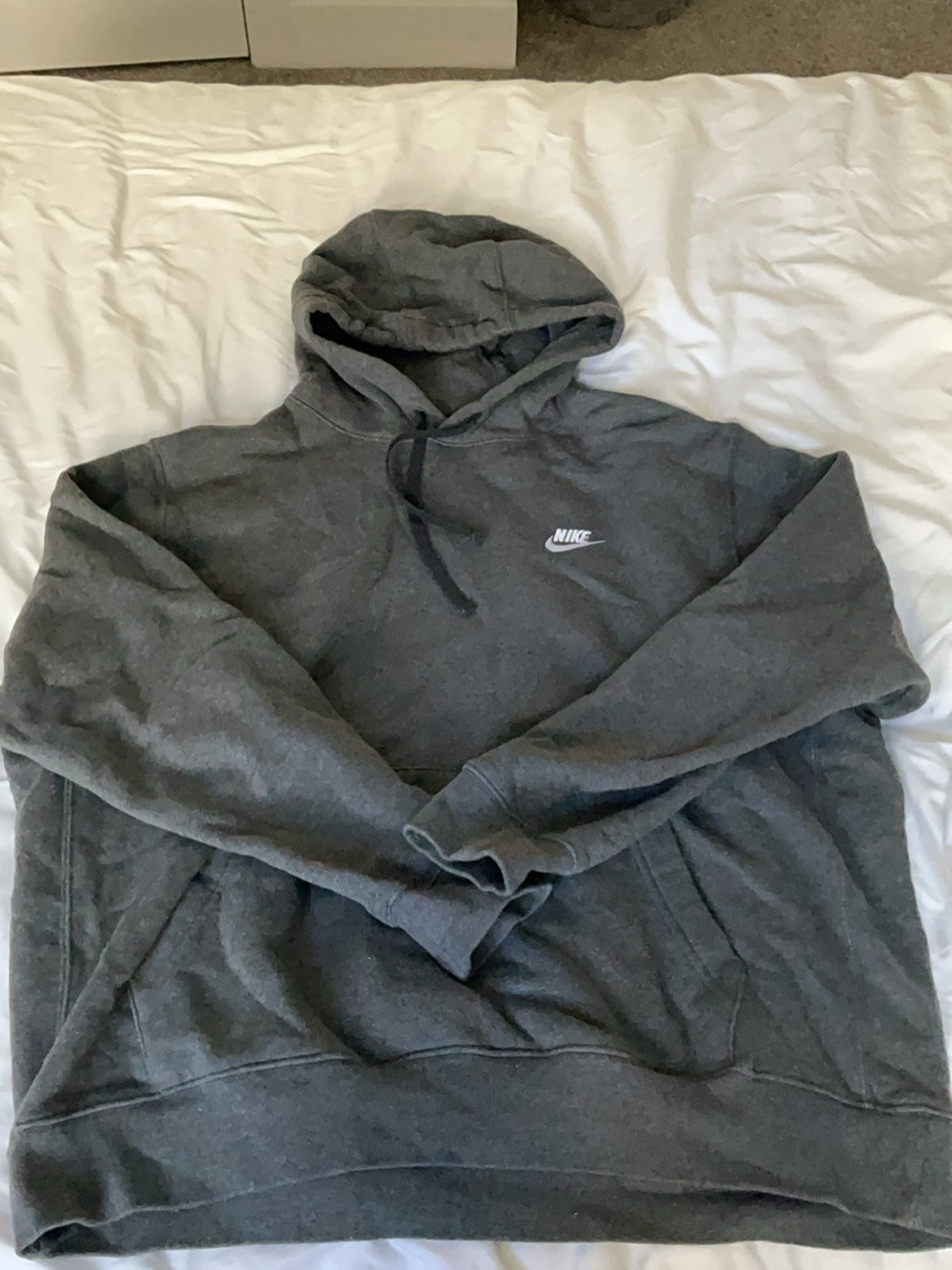 Nike Gray Pullover Hoodie with Small White Swoosh